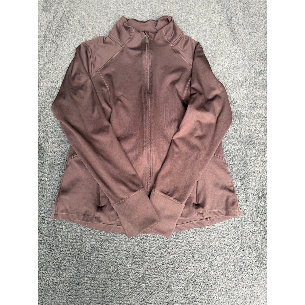 All in Motion Womens Full Zip Performance Jacket Mauve Brown Size M Thumbholes
